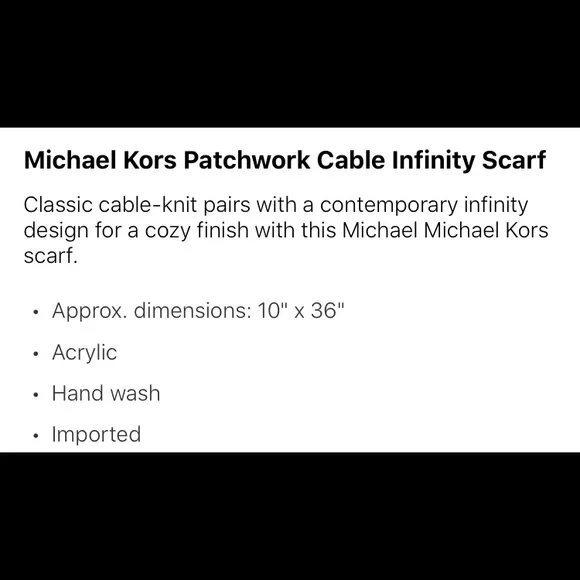 💜NWT Michael Kors Cable Knit Infinity Scarf